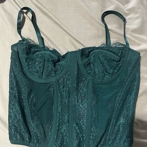 Shein Lace Bustier Corset Top — Deep Teal